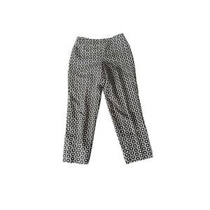 Talbots Black & White Floral Embroidered Silk Blend Cropped Ankle Pants Sz 4p